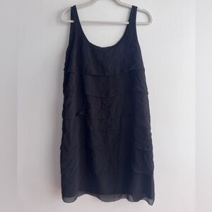 Eileen Fisher Black Tiered Silk Dress